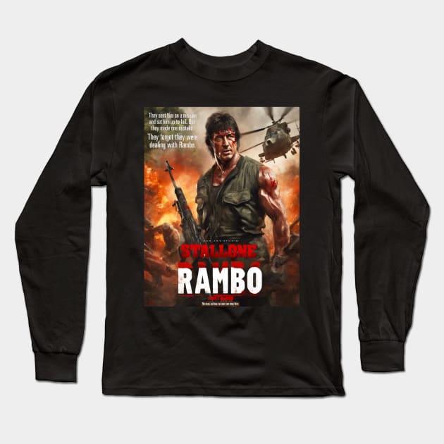 Rambo-retro-artwork Long Sleeve T-Shirt by SAN ART STUDIO 